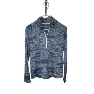 MEDIUM Under Armour Threadborne Running Work Out Long Sleeve Top Fitted Blue